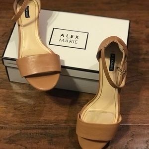 alex marie mairitwo metallic leather ankle strap wedge sandals